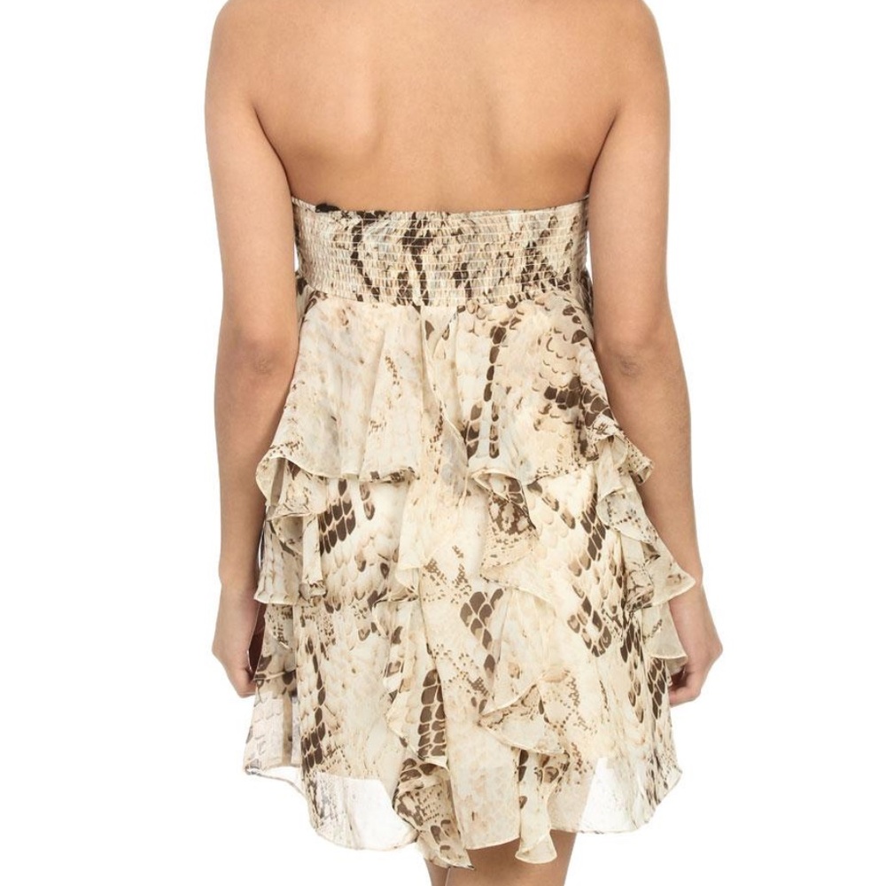 NEW Arden B Y2K 00s snake print ruffle layered mini dress M DLT